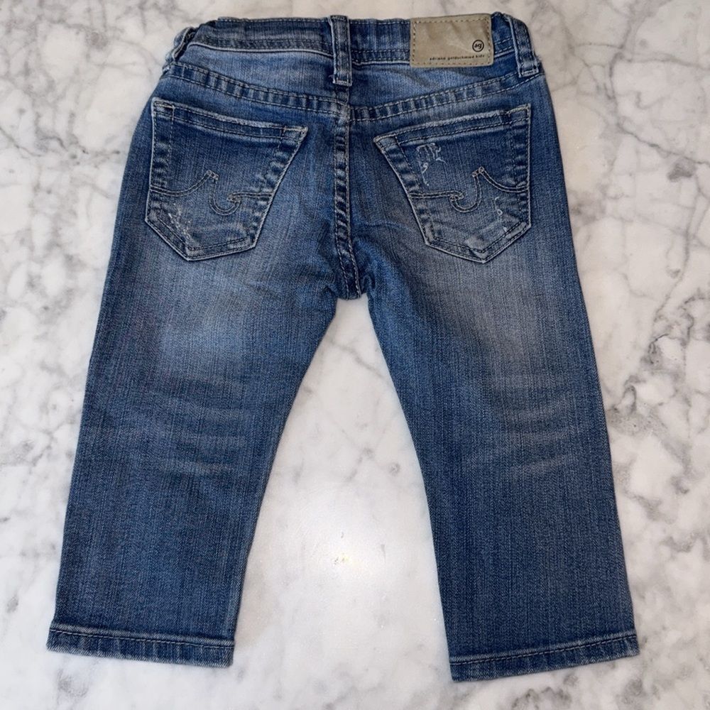 AG Classic Blue Denim Slim Straight Distressed Jeans 12M - Picture 6 of 7
